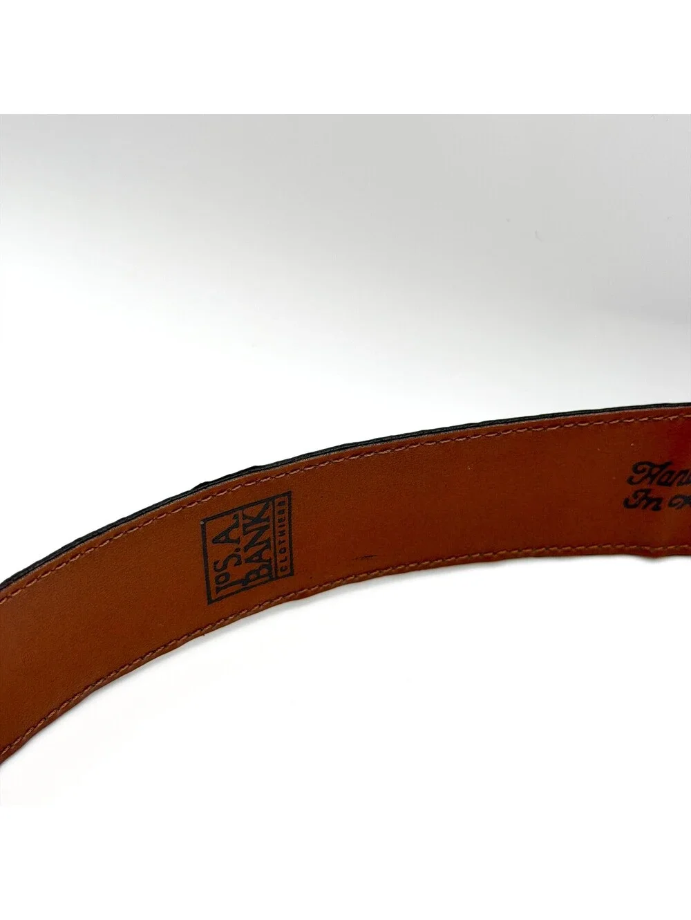 Vintage 90s Jos A Bank Brown Leather Lizard Embossed Belt